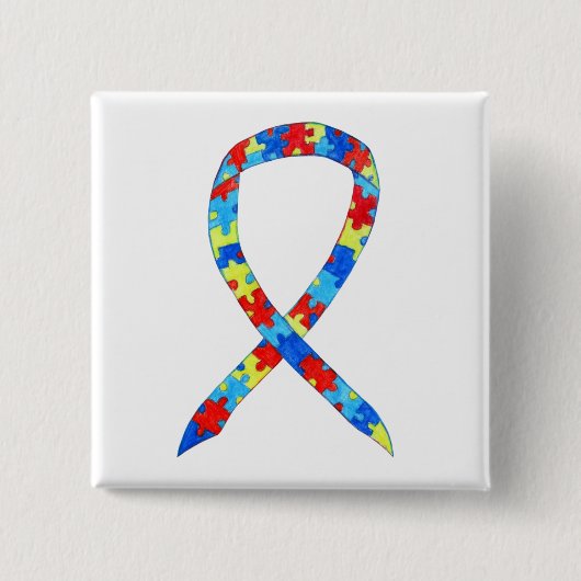 Puzzle Autismus Bewusstsein Ribbon Custom Art Butt Button (Vorderseite)
