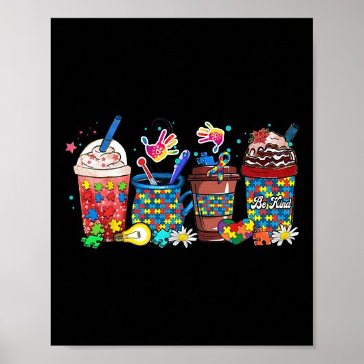 Puzzle Autismus Bewusstsein Tag Kaffee Latte Cups Poster (Vorne)