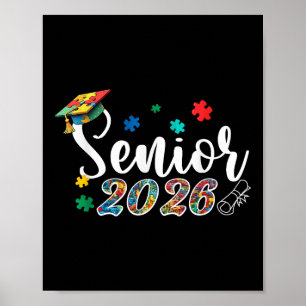 Puzzle Autistic Autism Abschluss Senior 2026 Boys Poster