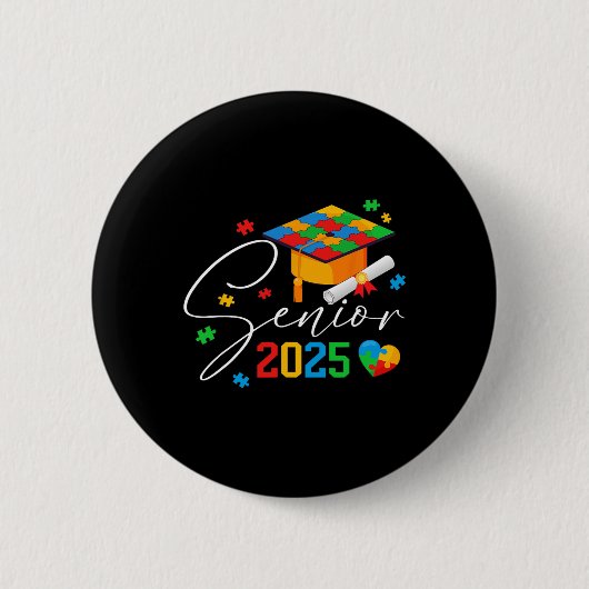 Puzzle Autistic Senior 2025 Autismus Abschluss Boy Button (Vorderseite)