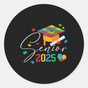 Puzzle Autistic Senior 2025 Autismus Abschluss Boy Runder Aufkleber