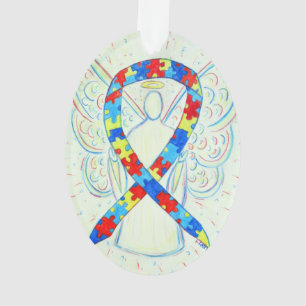 Puzzle Awareness Ribbon Angel Ornament Anhänger