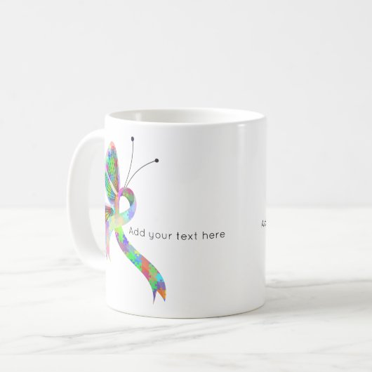 Puzzle Awareness Ribbon Butterfly Kaffee Tasse (Vorderseite Links)