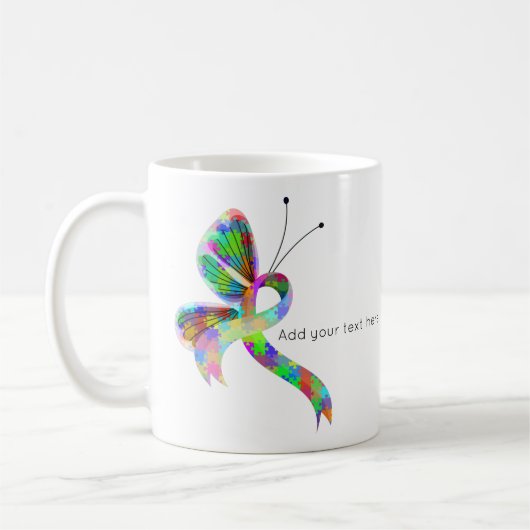 Puzzle Awareness Ribbon Butterfly Kaffee Tasse (Links)