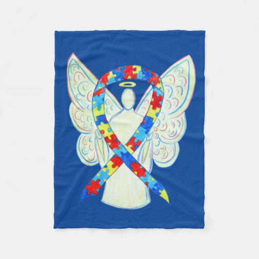 Puzzle Awareness Ribbon Engel Custom Soft Blanket Fleecedecke (Vorderseite)