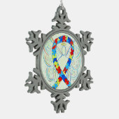 Puzzle Awareness Ribbon Engel Maßgeschneiderte Ein Schneeflocken Zinn-Ornament (Links)
