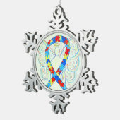 Puzzle Awareness Ribbon Engel Maßgeschneiderte Ein Schneeflocken Zinn-Ornament (Rechts)