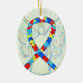 Puzzle Awareness Ribbon Engel Pendant Ornament (Hinten)