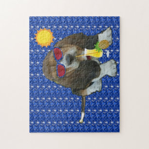 Puzzle Baby Basset Hound Sommerzeit