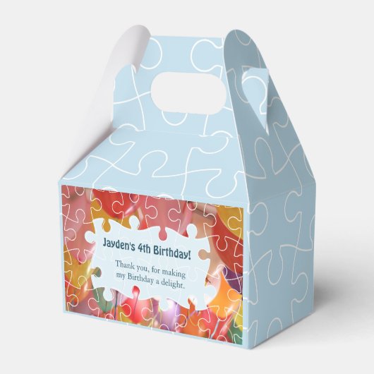 Puzzle Ballon 4. Geburtstag Party Geschenkschachtel (Rückseite)