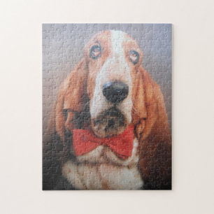 Puzzle-Basset-Haken in der Krawatte "Roter Hund" Puzzle