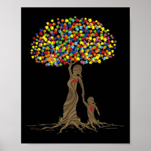 Puzzle-Baum Liebe Mutter und autistische Tochter A Poster