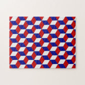 Puzzle - Blockillusion in Rot, Weiß und Blau (Horizontal)