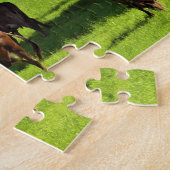 Puzzle - braune Kühe Weiden in grüner Weide (Seite)