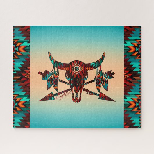Puzzle Buffalo Skull and arrows (Horizontal)