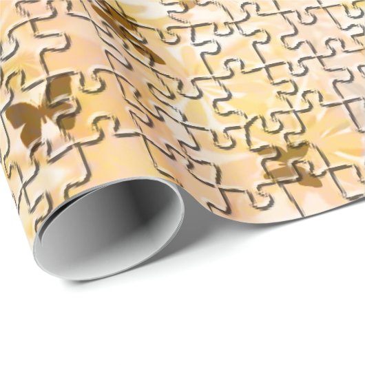 Puzzle Butterflies und Daisies-Browns von STaylor Geschenkpapier (Rolleneckpunkt)