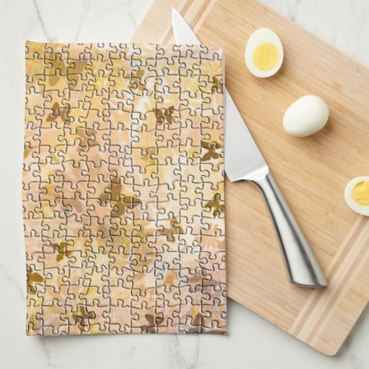 Puzzle Butterflies und Daisies-Browns von STaylor Küchentuch (Viertel Falte)