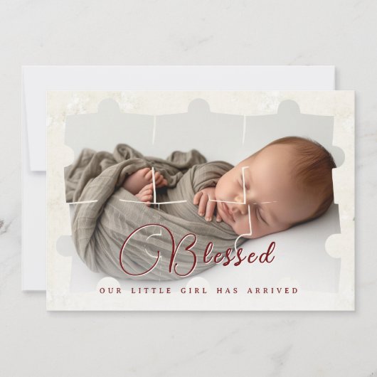 Puzzle Collage Foto-Geburtsankündigungen Ankündigung (Vorderseite)