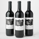 Puzzle Collage Foto Hochzeit Schwarz-Weiß Weinetikett (Flaschen)