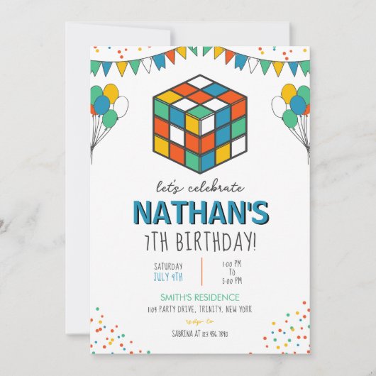 Puzzle Cube Birthday Einladung (Vorderseite)