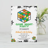 Puzzle Cube Game Party Invitation Einladung (Stehend Vorderseite)