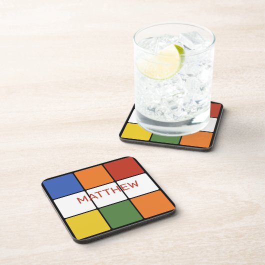 Puzzle Cube Game Toy Personalisiert in den 80er Ja Getränkeuntersetzer (Rechte Seite)