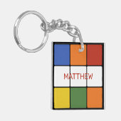 Puzzle Cube Game Toy Personalisiert in den 80er Ja Schlüsselanhänger (Vorderseite links)