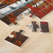 Puzzle der Birkenbaume im Herbst (Seite)