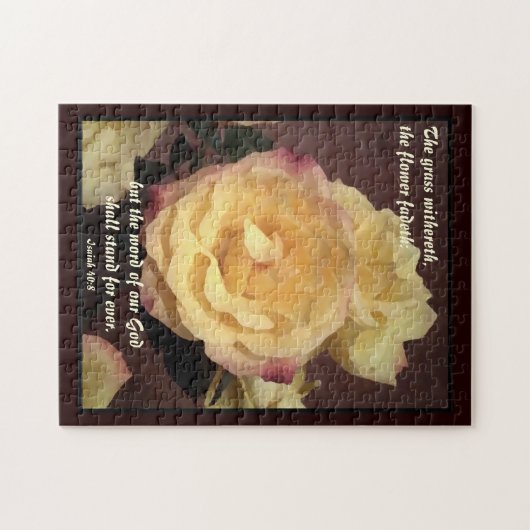 Puzzle der Creme Rose Bibel Verse (Horizontal)