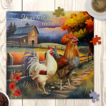 Puzzle der Hähnchenfarm mit Fine Art Rooster