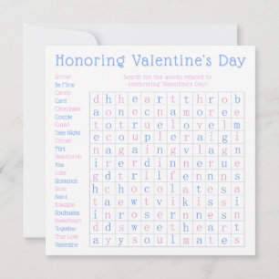Puzzle der personalisierten Valentinstag-Wortsuche Feiertagskarte