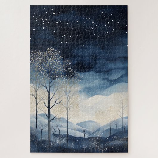 Puzzle der schneebedeckten Winterlandschaft (Vertikal)