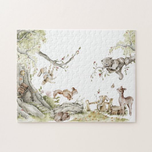 Puzzle der Wasserfarbenwaldtiere (Horizontal)