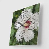 Puzzle der weißen Blume Quadratische Wanduhr (Winkel)