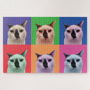 Puzzle der weißen und schwarzen Katze