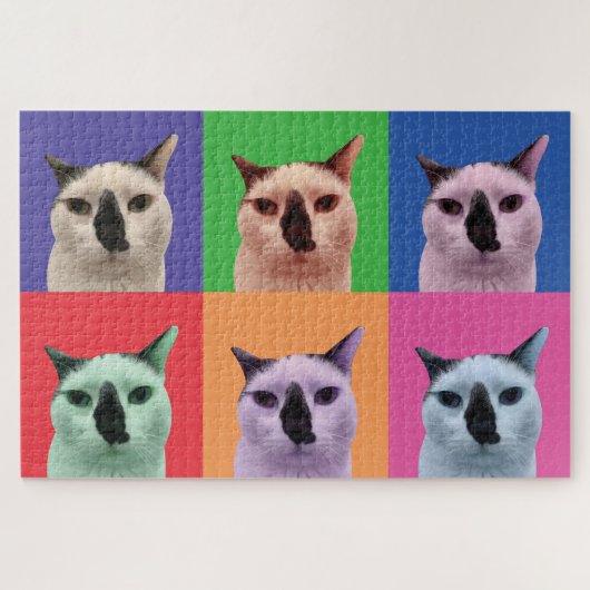 Puzzle der weißen und schwarzen Katze (Horizontal)