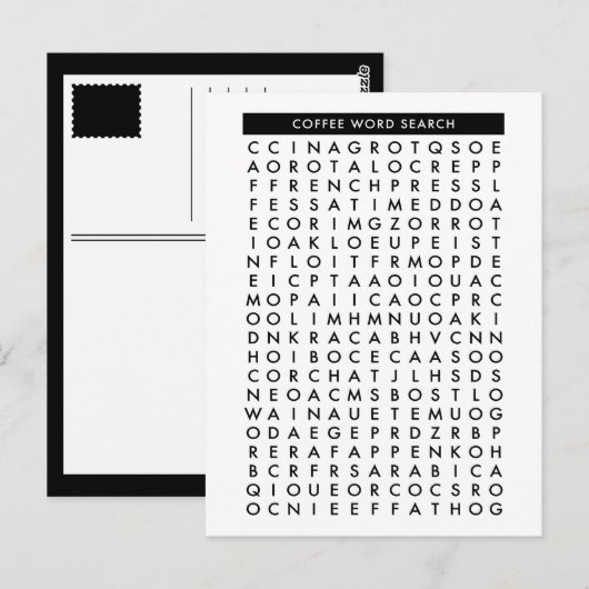 Puzzle der Wortsuche Postkarte (Vorne/Hinten)