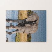 Puzzle des Bullen Elefanten in freier Wildbahn. (Horizontal)