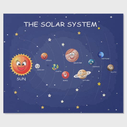 Puzzle des Sonnensystems Planets Geschenkpapier (Flach)