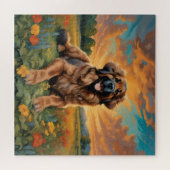 Puzzle des spielerischen Leonberger Hundes für Tie (Horizontal)