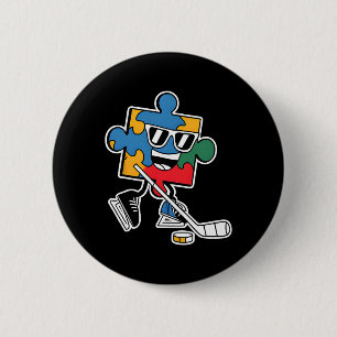 Puzzle Eishockey Autismus-Bewusstsein Sport Jungen Button