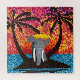 Puzzle - Elefant auf der Tropeninsel