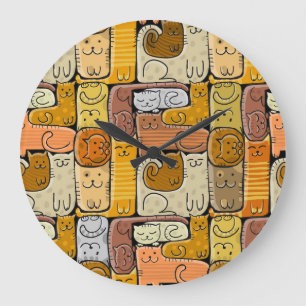 Puzzle Funny Cats House Nahtlos Große Wanduhr
