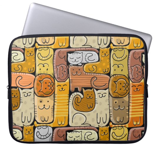 Puzzle Funny Cats House Nahtlos Laptopschutzhülle (Vorderseite)