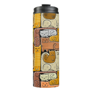 Puzzle Funny Cats House Nahtlos Thermosbecher