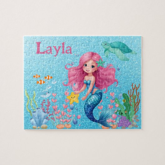Puzzle für benutzerdefinierte Mermaid-Kindernamen (Horizontal)