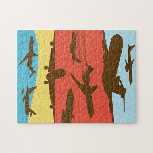 Puzzle für das Retro-Flugzeug des Mitteljahrhunder (Horizontal)