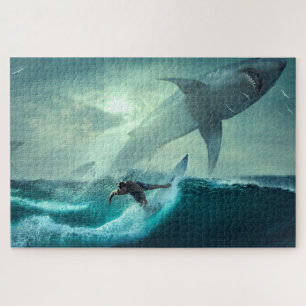 Puzzle für Haie und Surfer