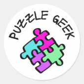 Puzzle Geek Runder Aufkleber (Vorderseite)
