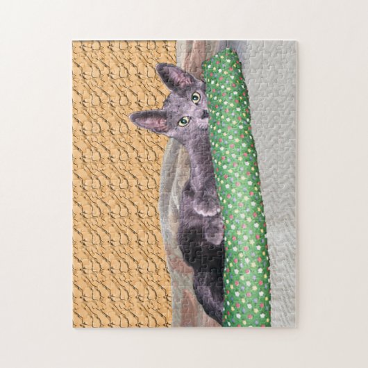 Puzzle - Graue Katze mit Spielzeug (Vertikal)